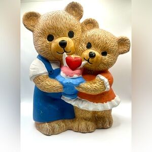 Vintage Teddy Bear Couple Piggy Bank | Ceramic